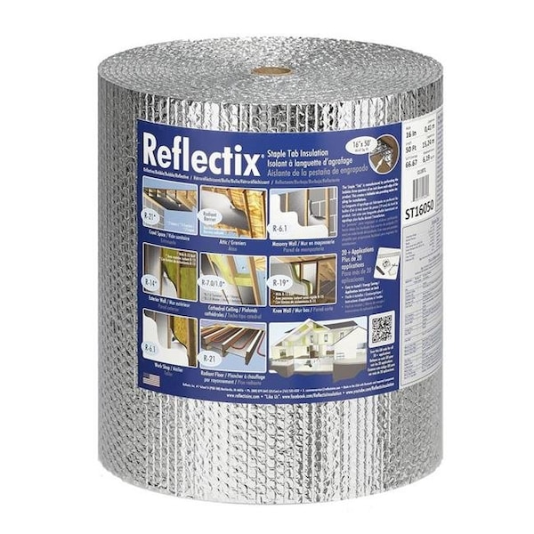 Reflectix Reflectix 5018763 16 in. x 50 ft. R-3.7 to R-21 Reflective Radiant Barrier Foil Insulation Roll - 67 sq. ft. 5018763 - main